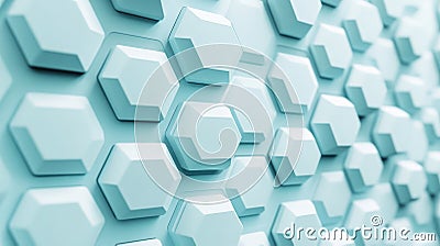 Minimalist hexagonal grid in soft pastel blue and light gray, symbolizing efficient data flow and Stock Photo