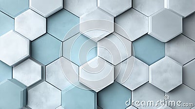 Minimalist hexagonal grid in soft pastel blue and light gray, symbolizing efficient data flow and Stock Photo
