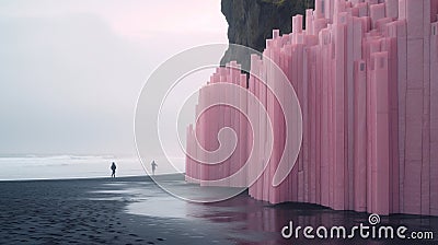 Minimalist High-tech Architecture With Ethereal Installations In Reynisfjara Stock Photo