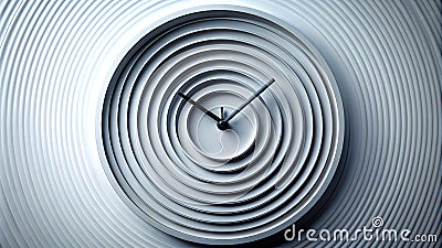 A minimalist depiction of a clock, where time is represented as a series of concentric Machine-generated Cartoon Illustration