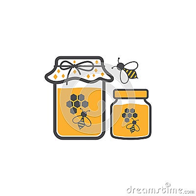 Minimalist illustration of honey bottle Vector Illustration