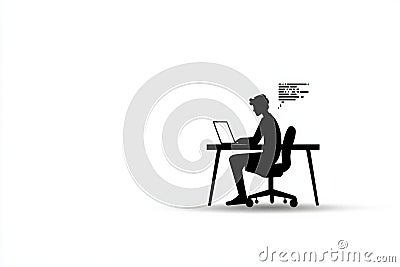 Minimalist illustration of a programmer focused on coding in a modern workspace Cartoon Illustration