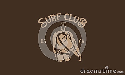 Minimalist illustration surfer vector Cartoon Illustration