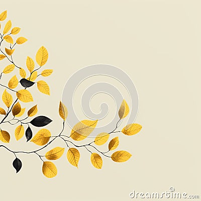 Minimalist Illustration Of Yellow Leaves In Autumn Cartoon Illustration