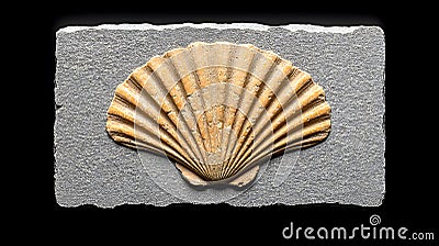 Minimalist Shell Fossil Embedded in Stone Surface Stock Photo