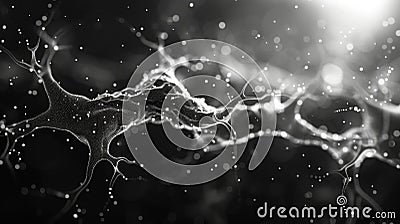 A minimalist interpretation of neural pathways with a simple repeating pattern of dots or lines forming a hypnotic and Stock Photo