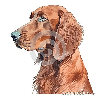 Minimalist Irish Setter Watercolor Painting on Soft Pastel Background. Perfect for Invitations and Posters. Stock Photo