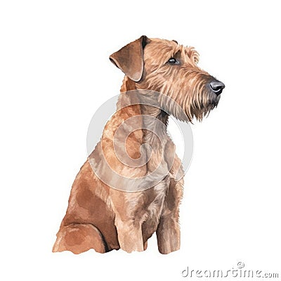 Minimalist Irish Terrier Watercolor Painting on Soft Pastel Background. Perfect for Greeting Cards and Invitations. Stock Photo