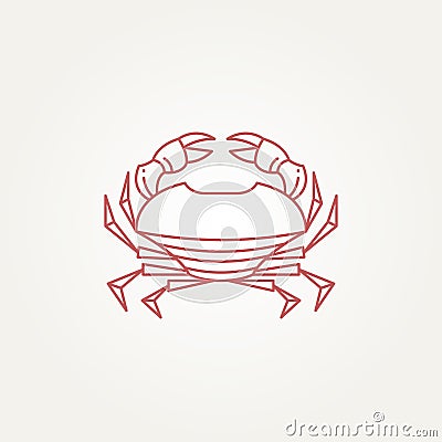 minimalist isolated red crab line art icon logo template vector illustration design Vector Illustration