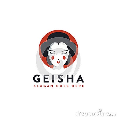 Minimalist Japanese Geisha Logo Icon Vector Illustration