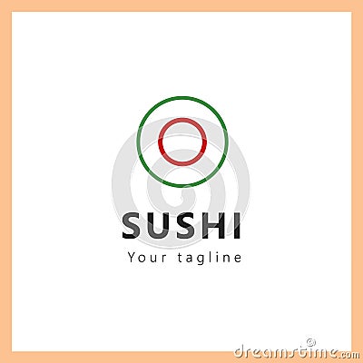 Minimalist Japanese style sushi design logo Vector Illustration