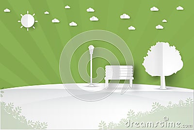 Minimalist landscape public park Vector Illustration