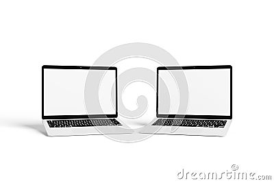 Minimalist laptop screen mockup with pastel color background Stock Photo