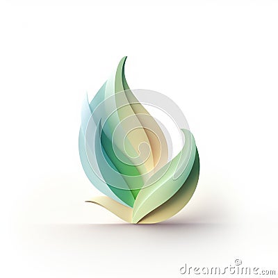 Minimalist Leaf Logo In Luminous 3d Style Stock Photo