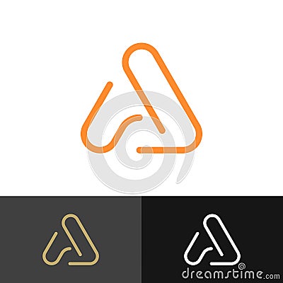 Minimalist letter A logo with line style. Triangle logo design. Vector Illustration