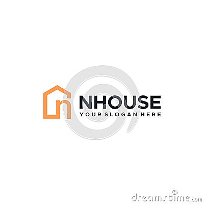minimalist lettermark initial N NHOUSE logo design Vector Illustration