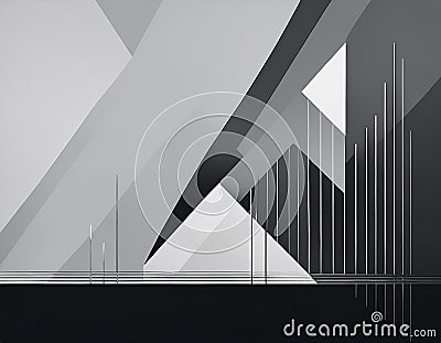 Minimalist Line Art with Abstract Geometric Patterns Clean, Simple, Modern Monochrome Background Design Stock Photo