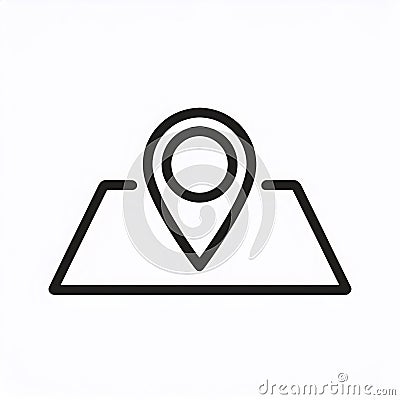 Minimalist line drawing showing location pin descending on map, symbolizing GPS navigation and position tracking Stock Photo