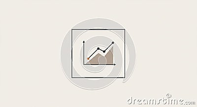 A minimalist line graph is centered within a bordered square on a light background. Stock Photo