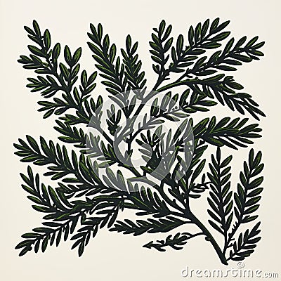 Green Vine Paper Cut In The Style Of Thodore Gricault Stock Photo