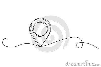 Minimalist location pin vector. Continuous line drawing. Navigation symbol illustration. Geolocation concept Vector. Vector Illustration