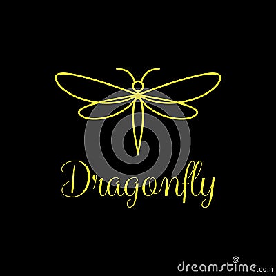 Minimalist and luxury Dragonfly logo design , line art style Vector Illustration