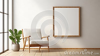 Minimalist Mid-century Wooden Frame With Japanese Simplicity Stock Photo