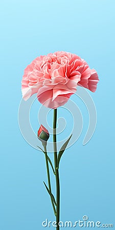 Minimalist Mobile Wallpaper: Elegant Carnation In Sharp Focus Cartoon Illustration