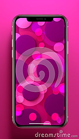 a minimalist mobile wallpaper of purple bubble in smartphone Stock Photo