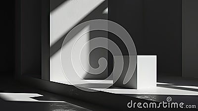 Minimalist Mockup Frame in Sunlit Modern Interior. Stock Photo