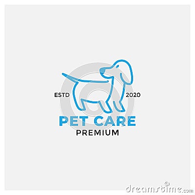Minimalist modern beagle dog line logo design Vector Illustration