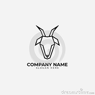 Minimalist monoline lineart outline goat icon logo template vector illustration Vector Illustration