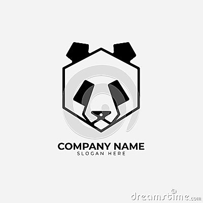 Minimalist monoline lineart outline panda icon logo template vector illustration Vector Illustration