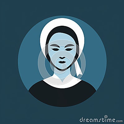 Minimalist Nurse Icon: Serene Matron On Blue Background Stock Photo