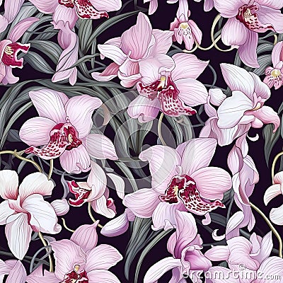 Minimalist orchid pattern Stock Photo