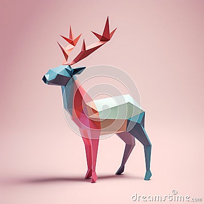 Minimalist Origami Deer Composition Stock Photo