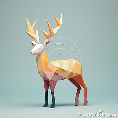 Minimalist Origami Deer: Playful, Curious, And Friendly Stock Photo