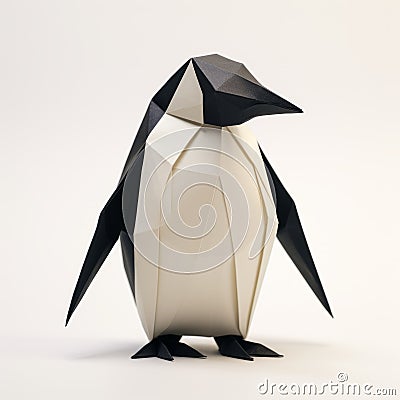 Minimalist Origami Penguin: A Neo-geo Inspired Creation Stock Photo