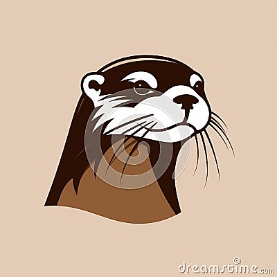 Minimalist Otter Illustration With Distinctive Facial Expression Cartoon Illustration