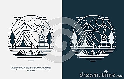 minimalist outdoor illustration logo design template Vector Illustration