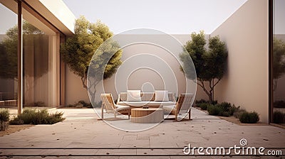 minimalist outdoor space generate by AI Stock Photo