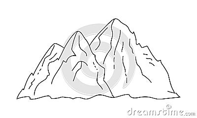 Minimalist outline mountains. Nature, cleanliness, adventure, mountaineering, tourism Vector Illustration