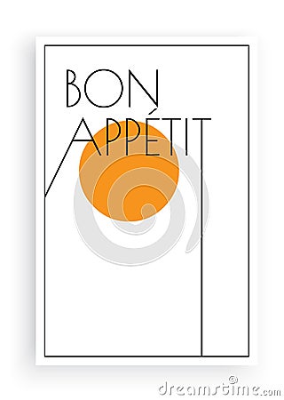 Bon appetit, vector. Scandinavian art design. Minimalist poster design Vector Illustration