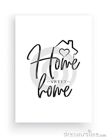 Wall Decals Vector, Home Sweet Home, House with heart illustration, Wording Design, Lettering Design, Art Decor Vector Illustration