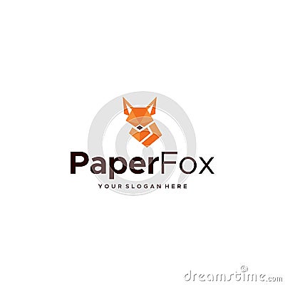 minimalist PaperFox animals wolf logo design Vector Illustration