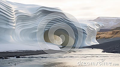 Minimalist Parametric Architecture Forms In Gullfoss With Soft Colored Installations Stock Photo