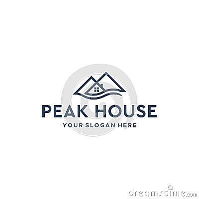 minimalist PEAK HOUSE mountain home Logo design Vector Illustration