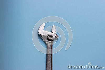 Minimalist photo of adjustable wrench with copy space Stock Photo