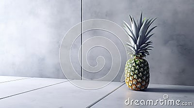 Minimalist Pineapple Arrangement On Polished Concrete Stock Photo