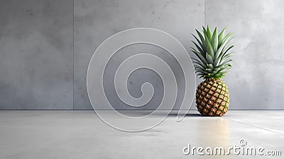 Minimalist Pineapple Arrangement On Polished Concrete Stock Photo